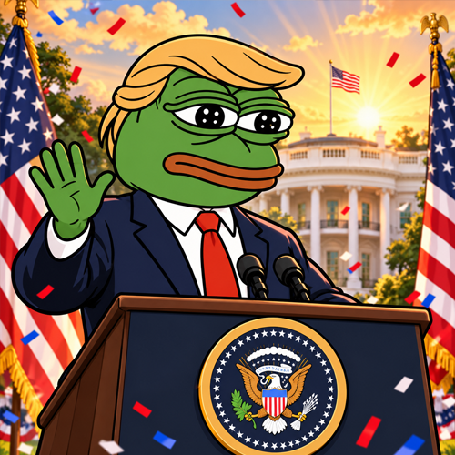 Trump Pepe at the presidential podium