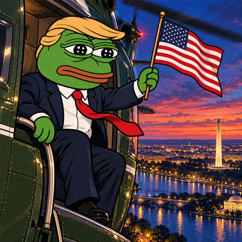 Trump Pepe aboard Marine One over Washington
